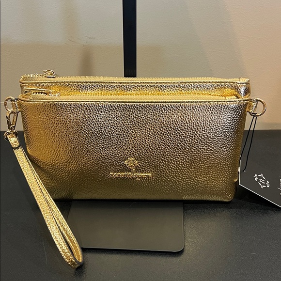 Nanette Lepore |  Gold Crossbody Bag Set w/ Matching Wallet, Bag Charm - Picture 6 of 15